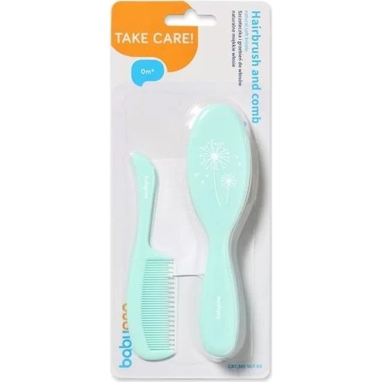 BABYONO Kartáček a hřeben na vlasy jemný Mint