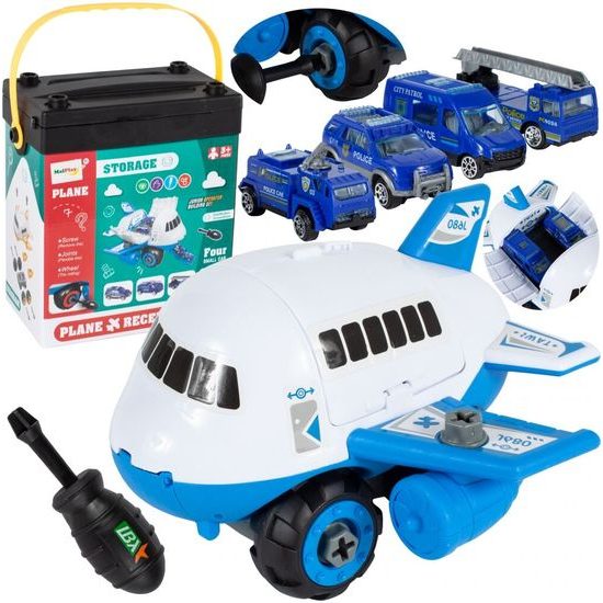 Dětské šroubovací letadlo s autíčky Plane Storage
