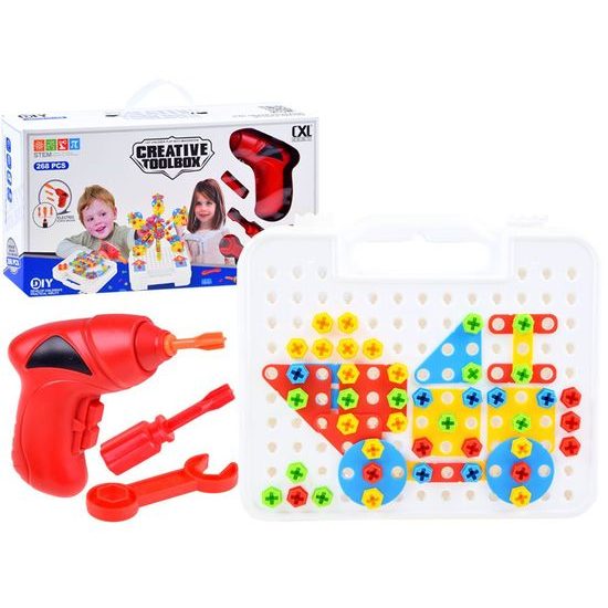 Majlo Toys konstrukční 3D stavebnice s vrtačkou na baterie Magic Panel 268 ks