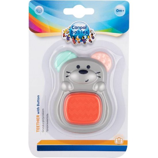 Canpol Babies Canpol babies Měkké kousátko s tlačítkem Myšička - šedá