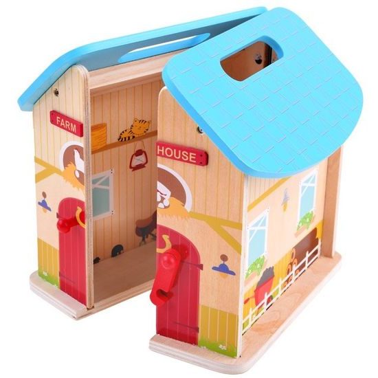 Dřevěný rozkládací domeček se zvířátky Farm House