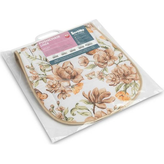 Vložka do kočárku Velvet - béžová s květy