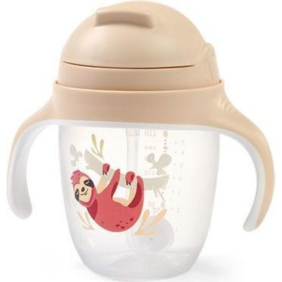 Dětský hrneček se zatíženým brčkem - béžový