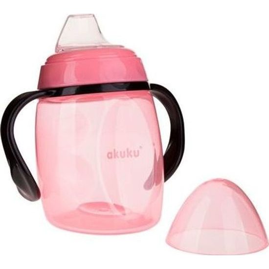 Hrníček nakloněný se silikonovým náustkem Akuku 280ml růžový