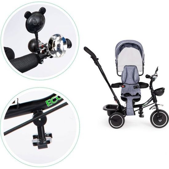 Ecotoys dětská tříkolka s otočným sedadlem Trike 2v1 šedá