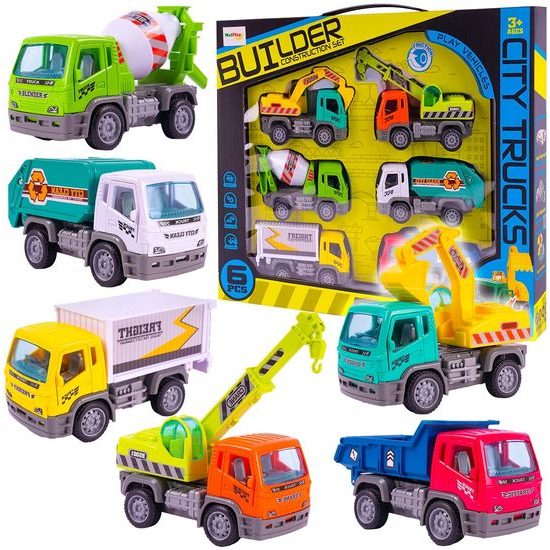 Sestava 6 autíček na setrvačník Builder Set