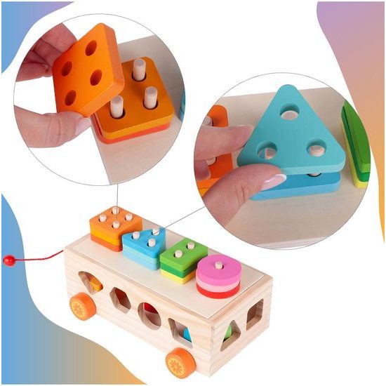 Dřevěné autíčko s kostkami Matching Car