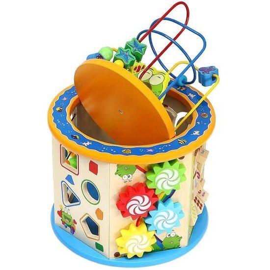 Dřevěná edukační kostka s labyrintem Activity Cube 8v1