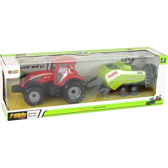 Traktor se secím strojem červeno-zelený