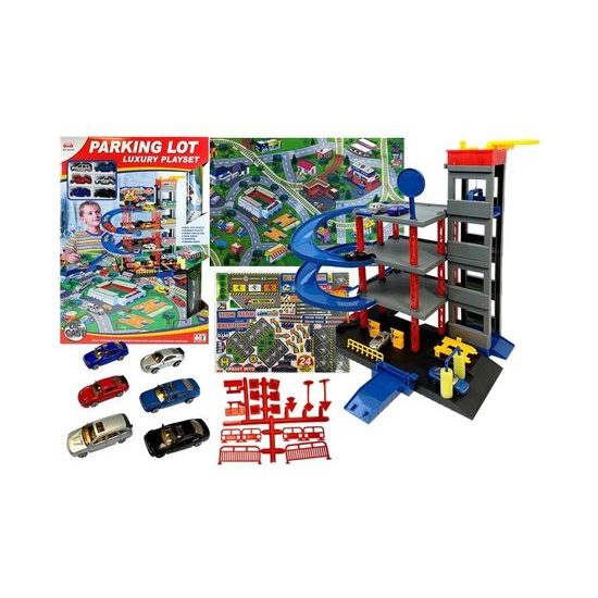 Parkovací garáž Parking Lot se 6 autíčky a hrací podložkou