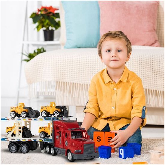 Nákladní autíčko se stavebními stroji na dálkové ovládání Truck Transport