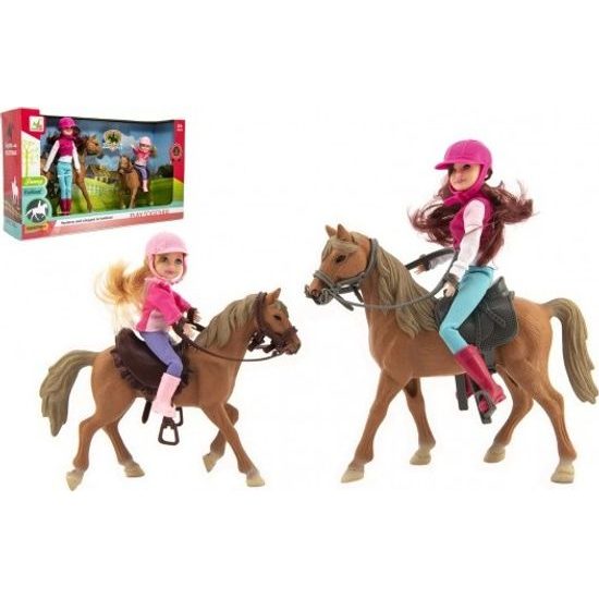 Kůň 2ks + panenka žokejka 2ks