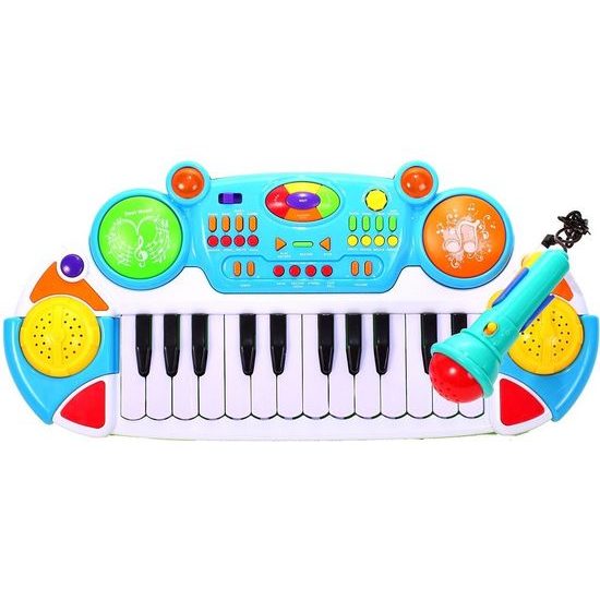 Dětské elektronické klávesy s mikrofonem a židličkou Music Keyboard modré