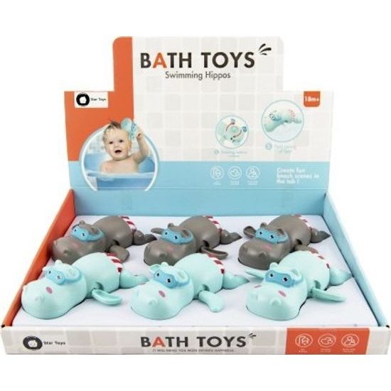 Zvířátko hroch na natažení do vody, na klíček - mix 2 barvy