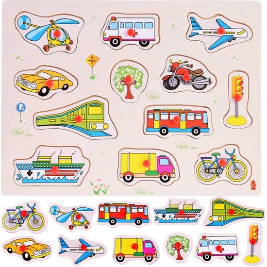 Dřevěné puzzle VOZIDLA 12 dílků