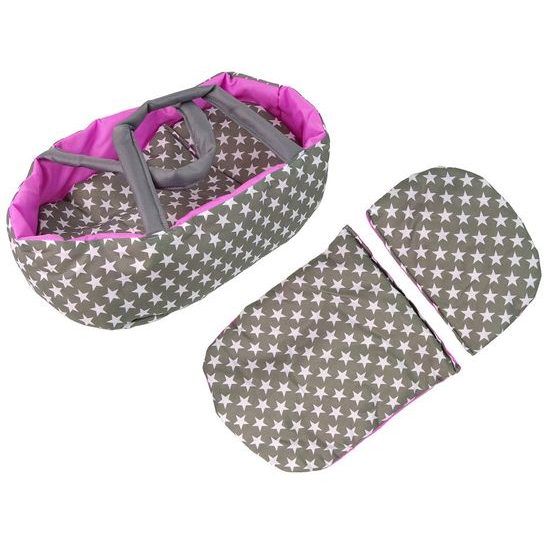 Kočárek pro panenky Alice 9346D kombinovaný šedo-růžový