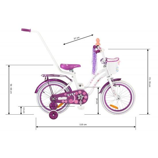 Mexller dětské kolo SISI 16" s vodící tyčí bílofialové