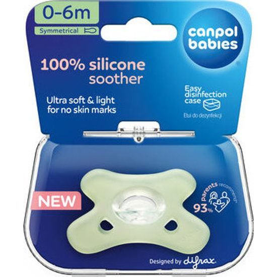 CANPOL babies Dudlík 100% silikonový symetrický 0-6m 1ks zelený