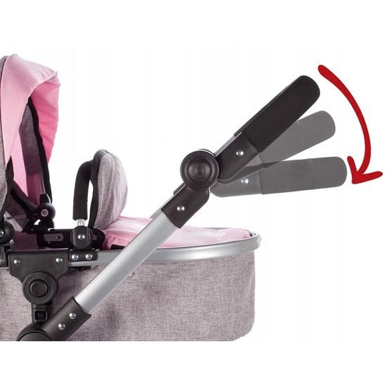 Kombinovaný kočárek pro panenky 2v1 Princess šedo-růžový