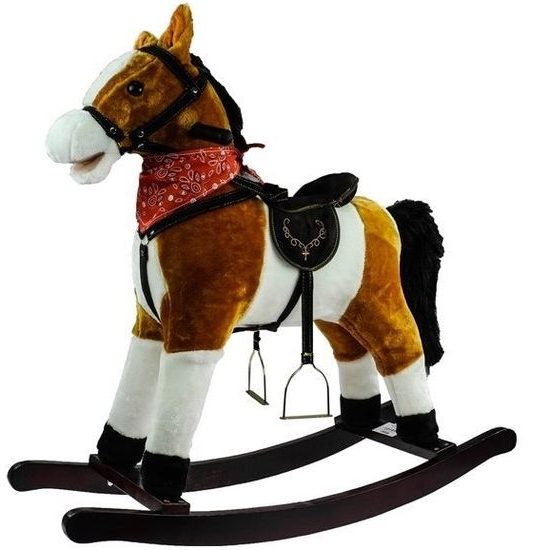 Plyšový houpací kůň Blesk - světle hnědý