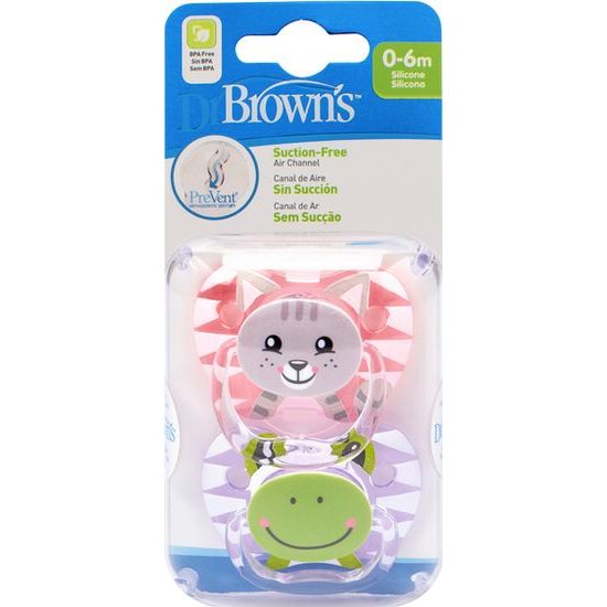 Dr Brown's Ortodontický dudlík Prevent zvířátka, 2ks, 0-6m