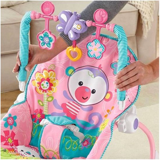 Dojčenské ležadlo 3v1 s vibráciami Baby Rocker ružové