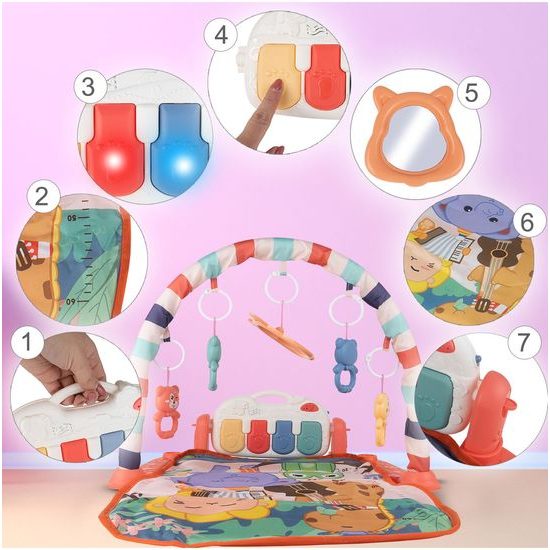 Hrací deka s piankem Medvídek růžová