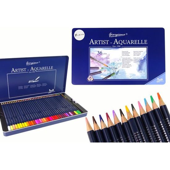 Sada 36 akvarelových pastelek v kovové nádobě