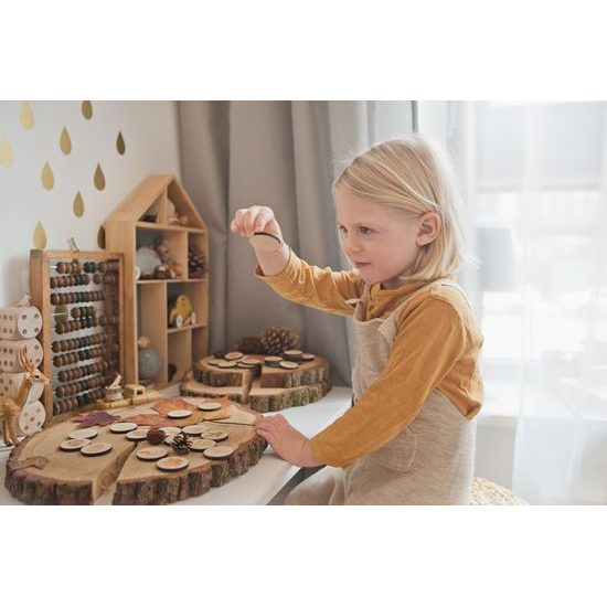 Pexeso listy a plody 3 - dřevěná paměťová sada v pytlíku (14 párů)