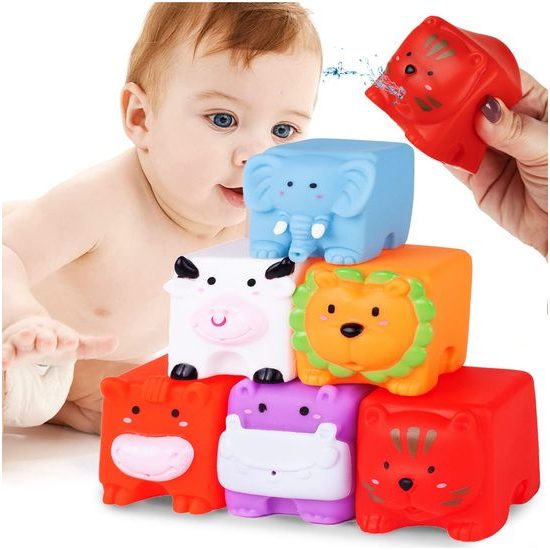 Senzorické kostky se zvířátky pro nejmenší Bath Toys 6 kusů