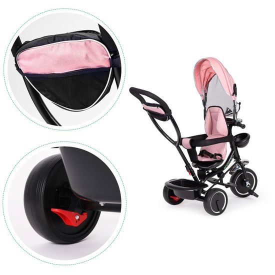Ecotoys dětská tříkolka s otočným sedadlem Trike 2v1 růžová