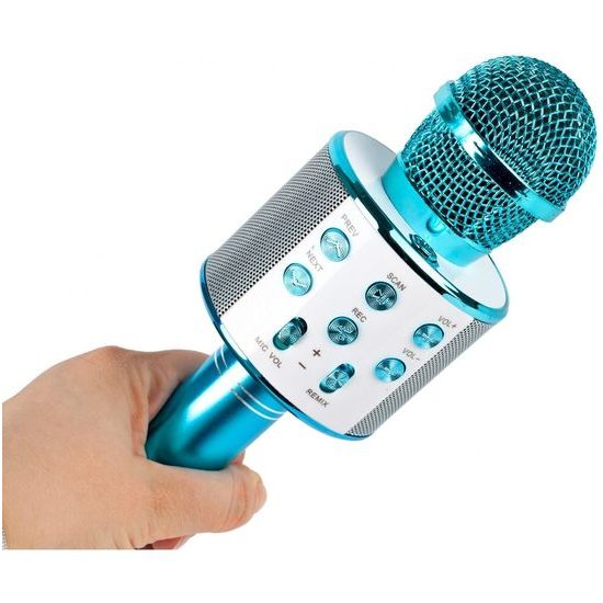 Bezdrátový karaoke mikrofon Hifi Speaker modrý