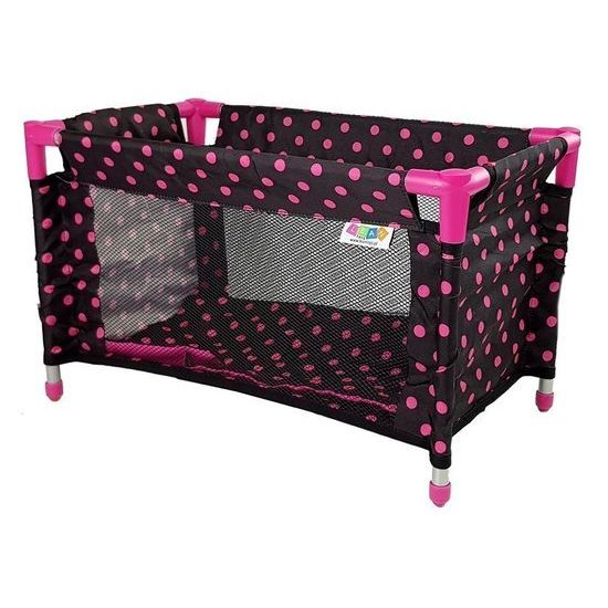 Alice postýlka, nosítko a jídelní židlička 2v1 pro panenku - černá