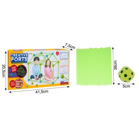 Svítící kreativní stavebnice ze slámek Creative Forts 52 dílků