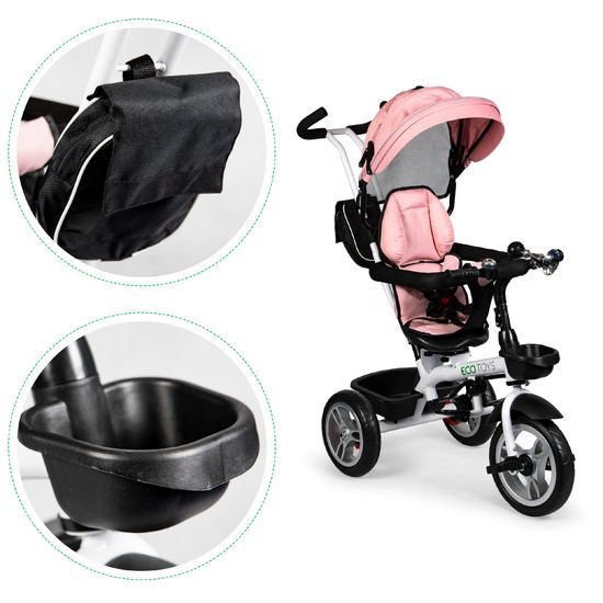 Ecotoys dětská tříkolka s otočným sedadlem 2v1 růžová