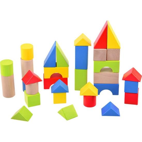 Dřevěné odstrkovadlo, chodítko, kočárek s kostkami