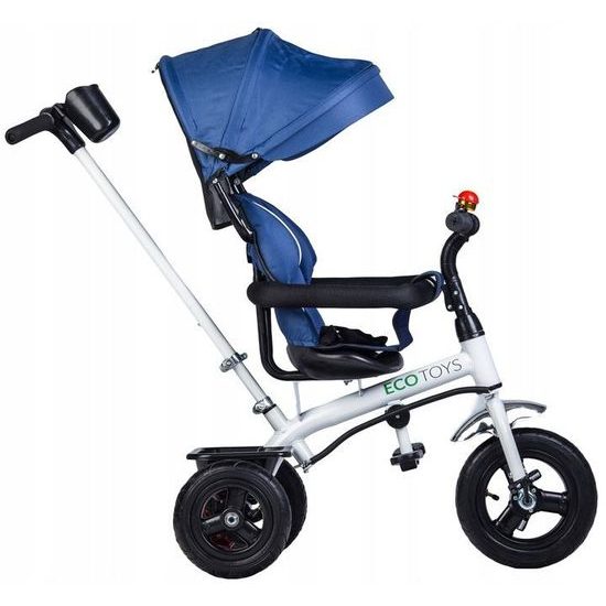 Ecotoys dětská tříkolka se stříškou modrá - nafukovací kola