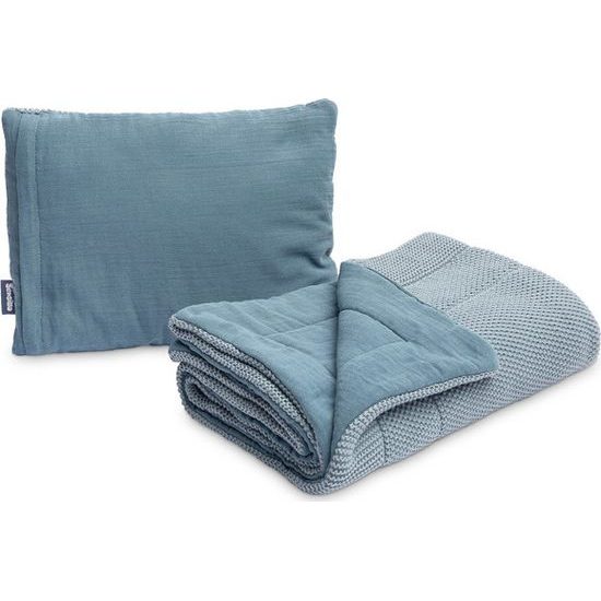 Pletená sada z mušelínu do postýlky a kočárku Sensillo modrá