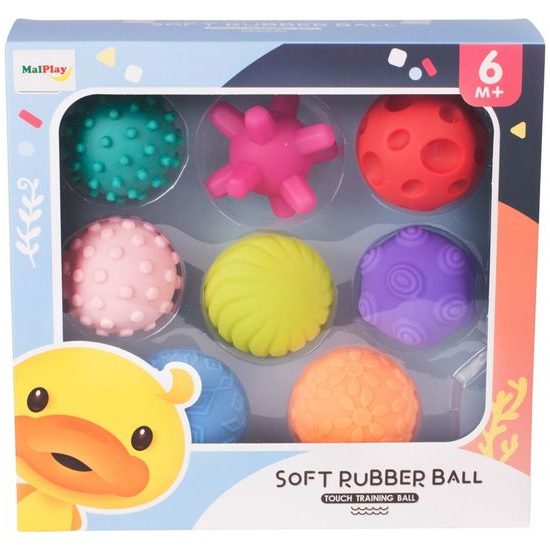 Senzorické míčky pro nejmenší Soft Rubber Ball 8 kusů