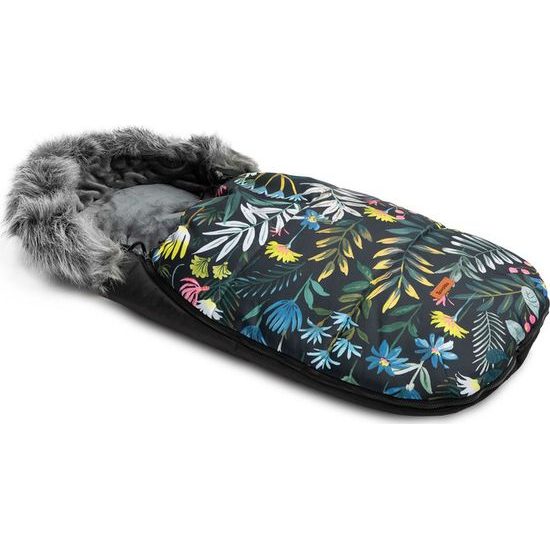 Sensillo Zimní fusak do kočárku Olaf černý květy