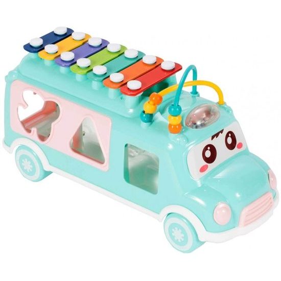 Interaktivní hrající autíčko s cimbálkami Happy Bus modré
