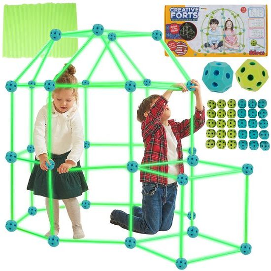 Svítící kreativní stavebnice ze slámek Creative Forts 86 dílků