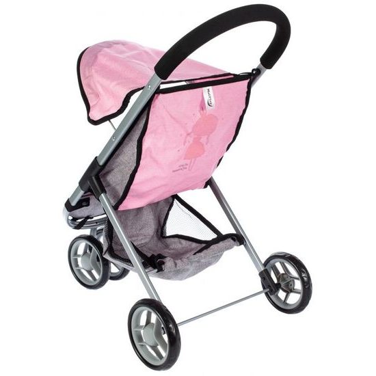 Sportovní kočárek pro panenky Princess šedo-růžový