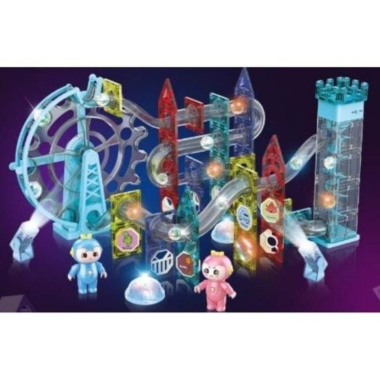 Doris magnetická svítící stavebnice s mlýnským kolem a výtahem Magic Blocks 129 dílů
