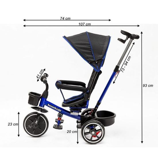 Ecotoys dětská tříkolka s otočným sedadlem X360 tmavě modrá