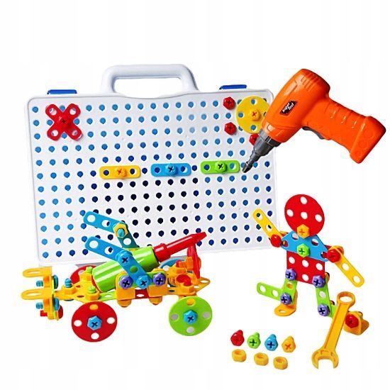 Majlo Toys konstrukční 3D stavebnice s vrtačkou na baterie Magic Panel 237 ks