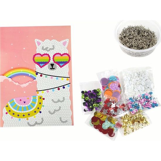 Pěnový obrázek s flitry - Lama