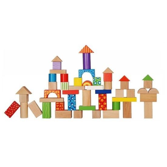 Ecotoys sada dřevěných kostek 50 ks v boxu