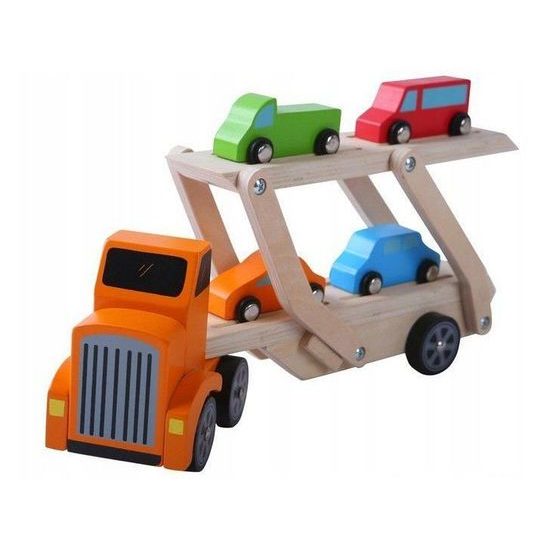 Ecotoys dřevěné autíčko Odtahovka + 4 autíčka