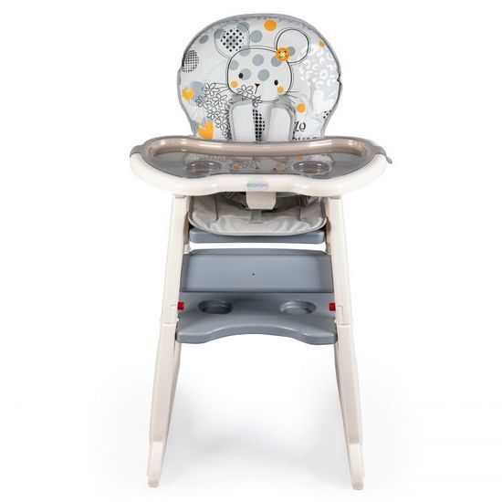ROZBALENO Ecotoys jídelní židlička 2v1 Myška šedá